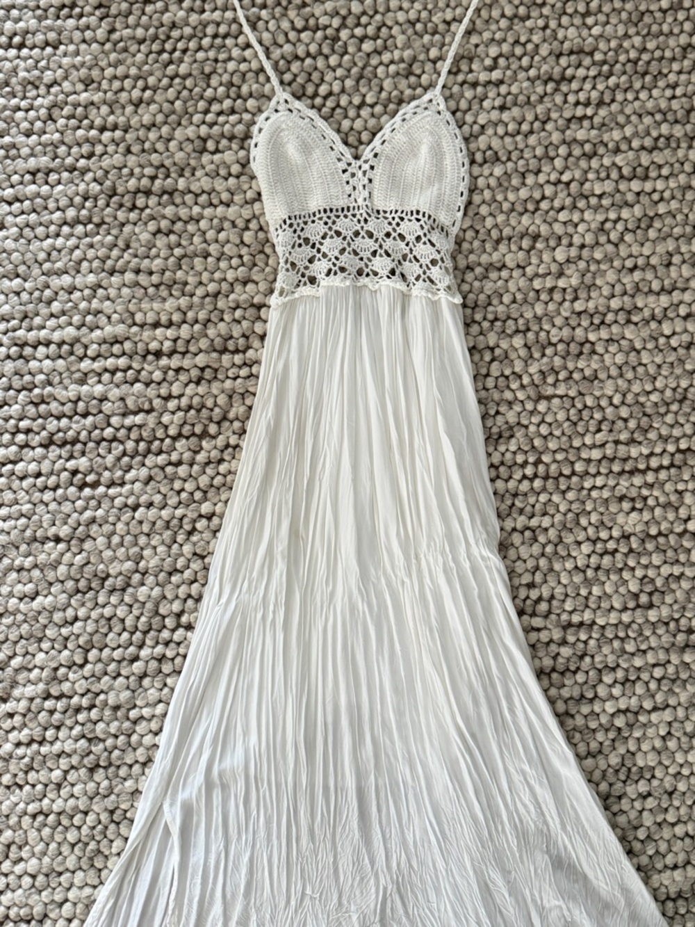 Lilbetter Backless Crochet Maxi Dress in White